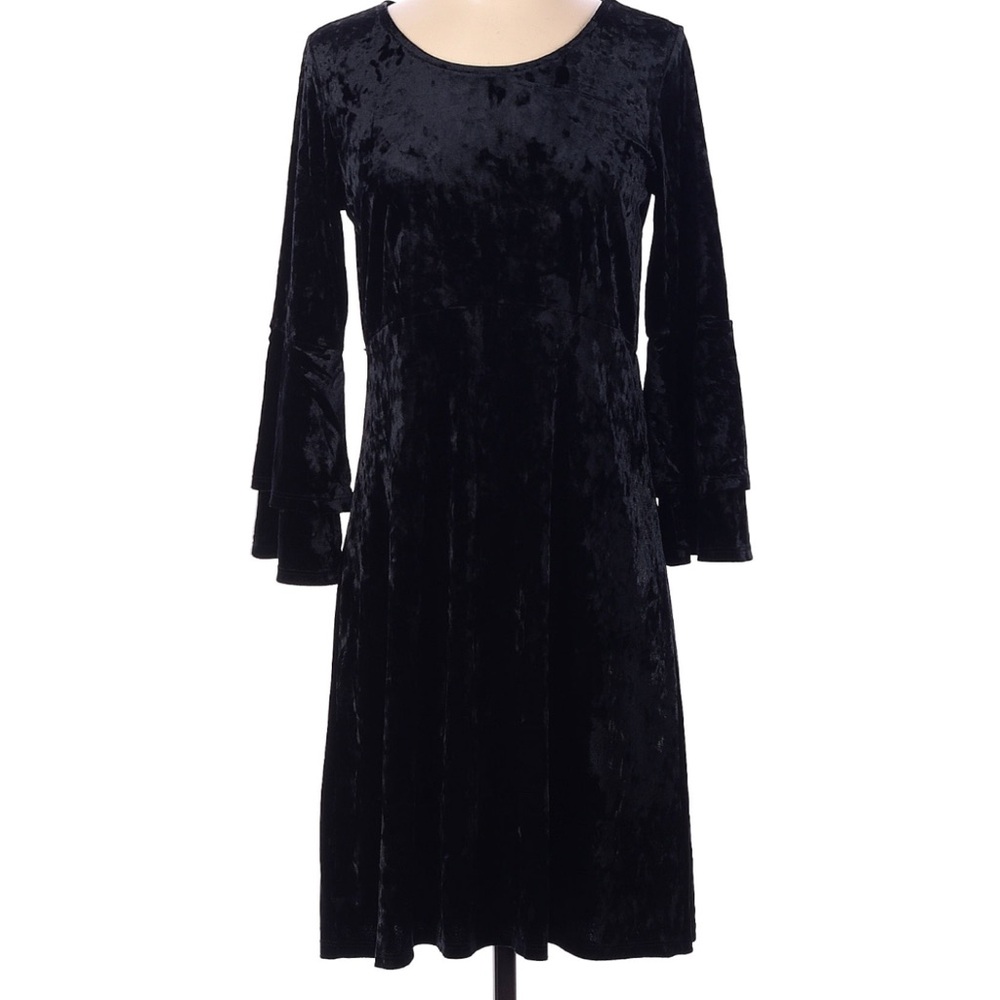 Tribal Femme Dress Womens XS Velvet‎ Mini Whimsigoth Goth Witchy Bell Sleeve